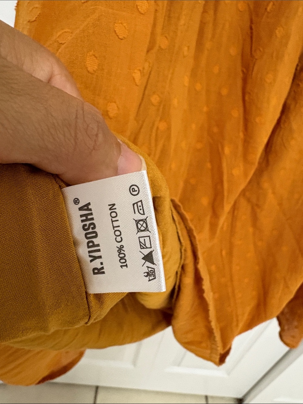 Smocked Puff-Sleeve Midi Dress in Rust - Picture 4 of 4